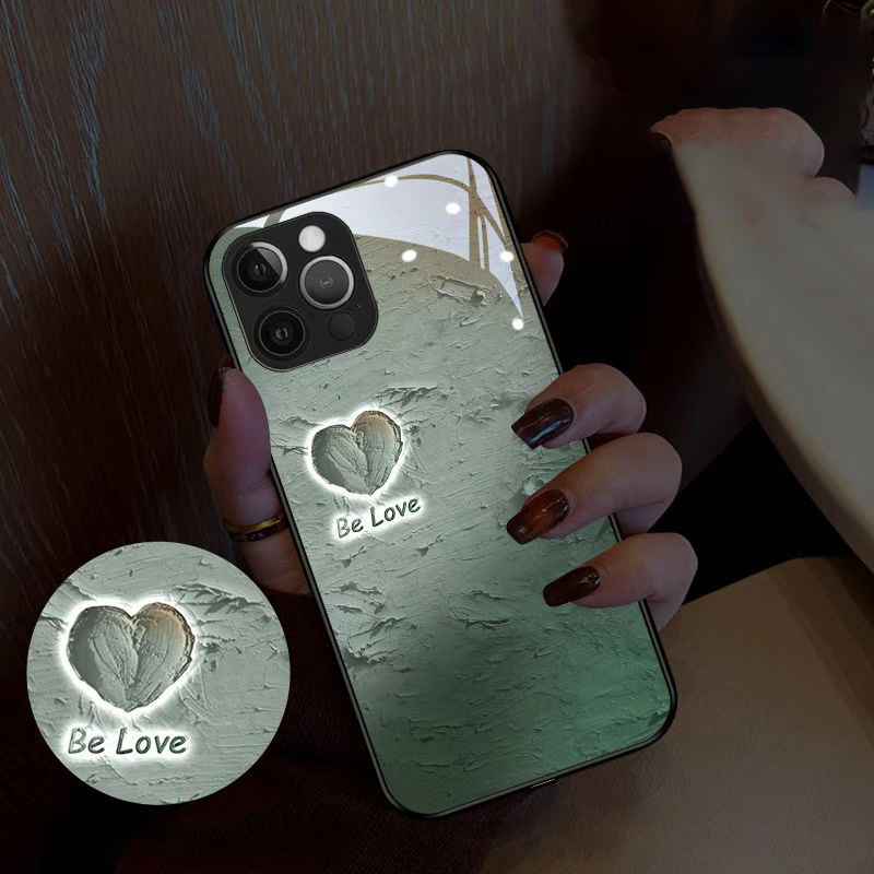 Oil Painting Heart-themed Phone Case with Light-up Feature for Incoming Calls